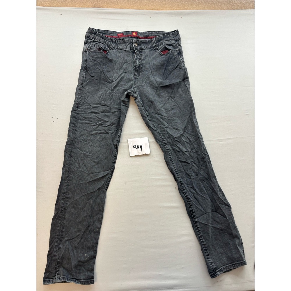 Sasson Straight Leg Hustle Jeans Gray Denim Pants Size 12 Stretch Charcoal